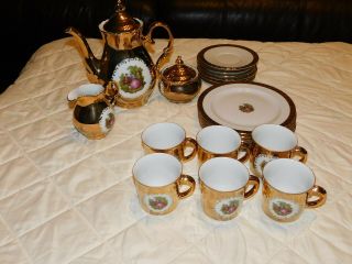Bavaria Germany 24 Karat Gold Handerbeit 22 - Piece Tea Set