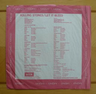 Rare Rolling Stones 1969 Let It Bleed Mono LP LK 5025 Decca ffrr Label 1st Press 3
