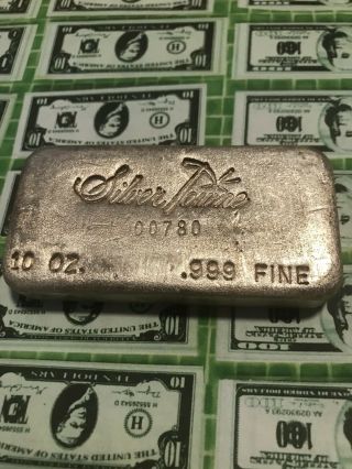 Vintage Silvertowne 10 Oz Rare Early Serial 00780 Hand Pour.  999 Silver Bar
