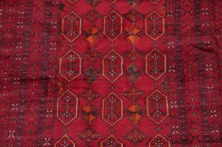 Vintage Geometric Balouch Afghan Oriental Area Rug Hand - Knotted Red Carpet 4x7