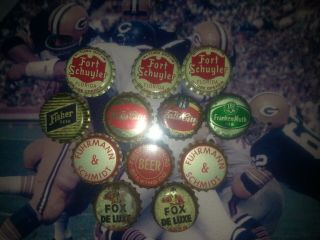 12 Vintage Beer Bottle Cap Crowns Cork Lined Fort Schuyler,  Fisher,  Fox Deluxe