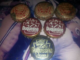 6 Vintage Duquesne Brewing Beer Bottle Cap Crowns Pitt. ,  Pa Cork Lined Tax Pd