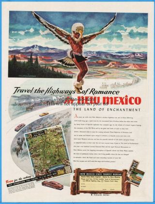 1951 Mexico State Tourist Bureau Highways Of Romance American Indian Ad