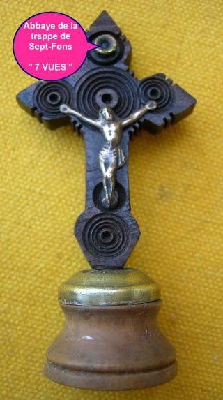 19th Century Carved Wood Cross With Stanhope Abbey Our Lady Of Sept - Fons 7 Views