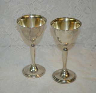 Two Vintage Gorham Sterling Silver Cement Loaded Wine Goblets 4007