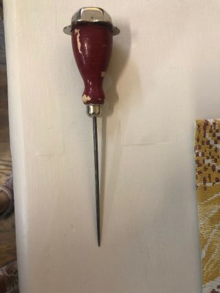 Ice Pick Vintage Red Wooden Handle