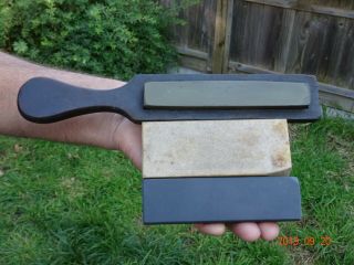 3 Small Natural Sharpening Stones : - Charnley Forest,  Washita & Welsh Slate