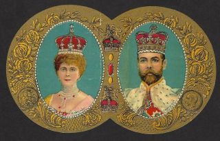 India Vintage Litho Cloth Label The King & Queen Of England