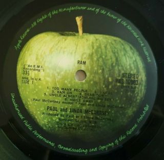 Paul Mccartney Beatles Lp Ram Uk Apple 1st Press - 1 - 1