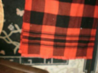 Huge Vintage Early Woolrich Red & Black Plaid Wool Blanket Pearce 72 