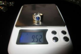 Mens Blu - Bell Vintage Sapphire &diamond Ring 14k White Gold September Birthstone