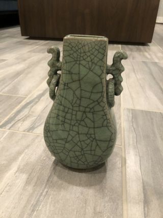 Vintage Chinese/oriental Green Ceramic Vase