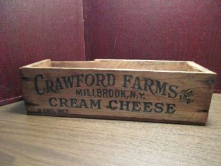 Vintage Wooden Cream Cheese Box - Crawford Farms Inc.  Millbrook,  Ny - 3 Lbs.  Net