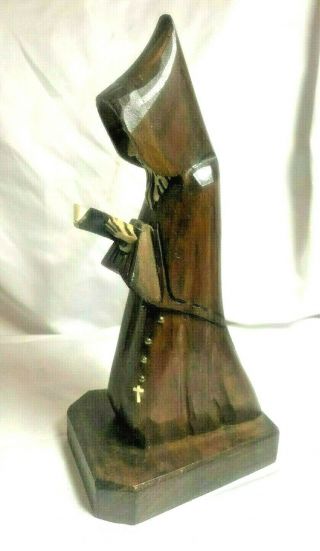 Vintage Hand Carved Wood Statue Priest Monk Religious 9  Tall Christian (a041)