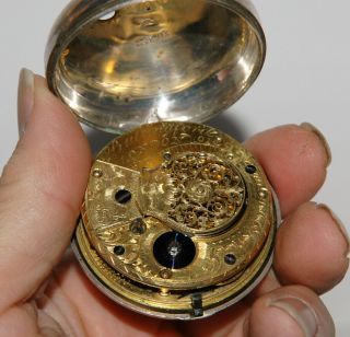 Antique Sterling Silver Pair Case Verge Fusee Pocket Watch - Key Wind,  London