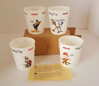 Vintage Ziploc Premium Promotional Happy Birthday Bugs 3 3/4 " Plastic Cups
