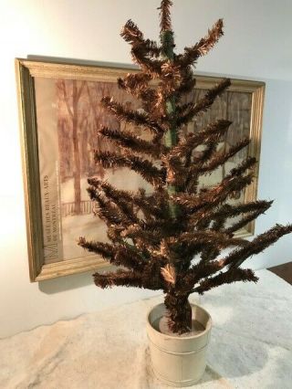 Vintage 38 " Brown Bronze Color Feather Style Tree