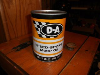 Vintage D - A Speed Sport 1 Quart Motor Oil Can Full Nos