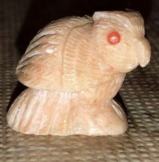 Zuni Carved Pink Dolomite Owl Fetish Signed By Jarvis Bellson