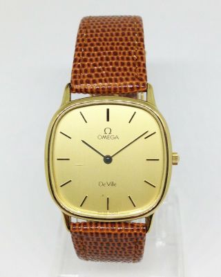 Vintage Mens/unisex Omega De Ville Quartz Watch.  30.  5mm Case.  Gold Dial.
