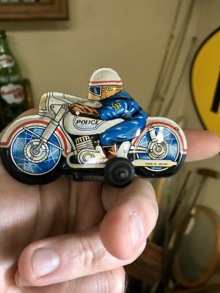 1960s Japanese Tin Toy Friction Police Motorcycle