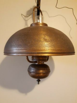 Copper Hanging Ceiling Swag Hurricane Style Light Fixture Mid Century Vintage 2
