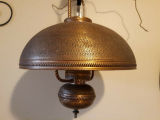 Copper Hanging Ceiling Swag Hurricane Style Light Fixture Mid Century Vintage 3