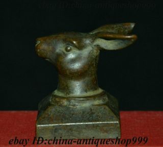 Old Chinese Dynasty Palace Bronze Rabbit Head imperial Seal Stamp Signet Statue 2