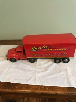 Vintage Red Lincoln Van Truck And Trailer.  40 