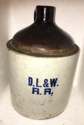 Vintage Stoneware Jug D.  L.  &w.  R.  R.  Delaware Lackawanna & Western Railroad 1 Gal