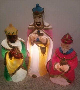 Vintage Empire Christmas Nativity Lighted Blow Mold 3 Wise Men W/ Box