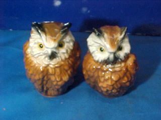 2 Vintage Goebel West Germany Porcelain Owl Figurines