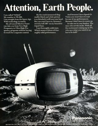 1971 Panasonic Orbitel Tr - 005 Space Age Tv Photo 5 " B&w Screen Vintage Print Ad
