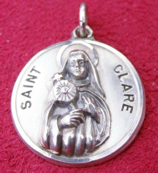 Carmelite Nun’s Vintage Creed Hallmark Sterling Silver Saint Clare Rosary Medal