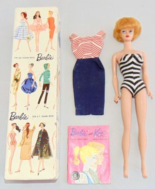 Vintage 1959 Mattel Barbie Doll Teenage Fashion Model Bubble Cut No 850