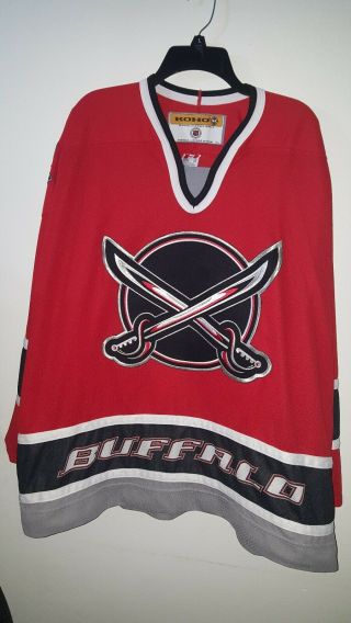 Rare Vintage Koho Buffalo Sabres Alt 3rd Hockey Jersey Red Swords Sz Xxl
