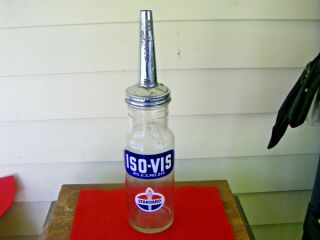 Vintage Standard Oil Iso - Vis Glass Oil Bottle
