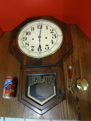 Vintage Ridgeway Regulator Pendulum Clock 341 - 020 Keeps Time No Chime Fast S/h