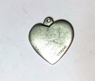 An Awesome Antique Sterling Silver Heart Pendant Charm with Bug and Spider Web 2