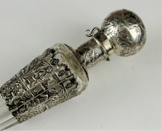 Antique Victorian Silver Mounted Cut Glass Perfume Bottle Hanau Germany No Resrv