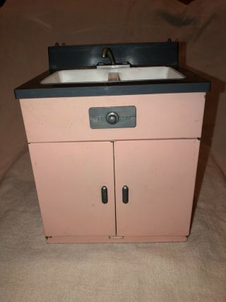 Little Miss Structo Pink Steel Kitchen Cabinet With Sink 1950’s