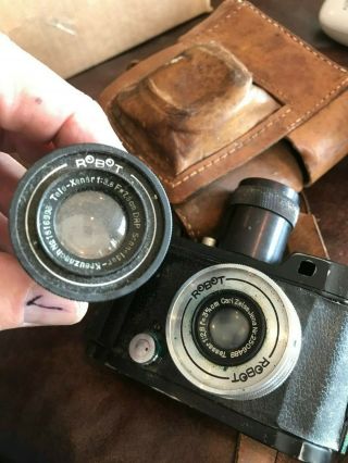 Old Antique Robot Vintage Camera Leather Case And " Extra " Robot Lens