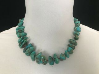 Vintage Native American Turquoise Nugget And Oyster Shell Hieshi Necklace