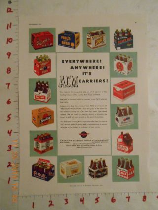 1952 American Coating Mills Beer Trade Ad Falstaff Poc Lone Starjax Fox De Luxe