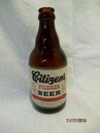 Citizens Pilsner Beer Joliett Ill.  12 Ounce Steinie Beer Bottle