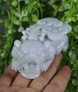 Certified Green Lavender Nature Jadeite Jade Statue Sculpture Pixiu 貔貅 C5483c0