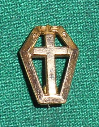 10 K Gold Protestant Cross Lapel Pin - Wscs Women’s Society Christian Service