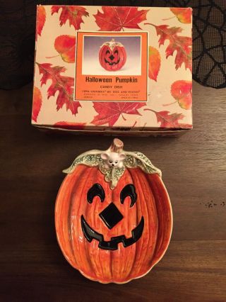 1990’s Omnibus By Fitz And Floyd Halloween Pumpkin Candy Dish