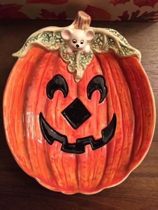 1990’s Omnibus By Fitz And Floyd Halloween Pumpkin Candy Dish 2