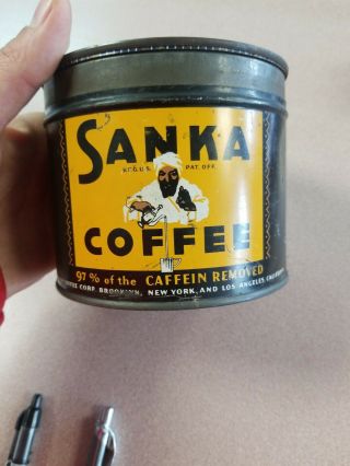 Vintage Sanka 97 Caffeine One Pound Coffee Tin Can York N.  Y.